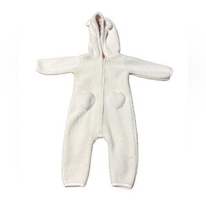 Carter’s White Fleece Hooded One-Piece 9M Baby Bunting Suit w/ Ears